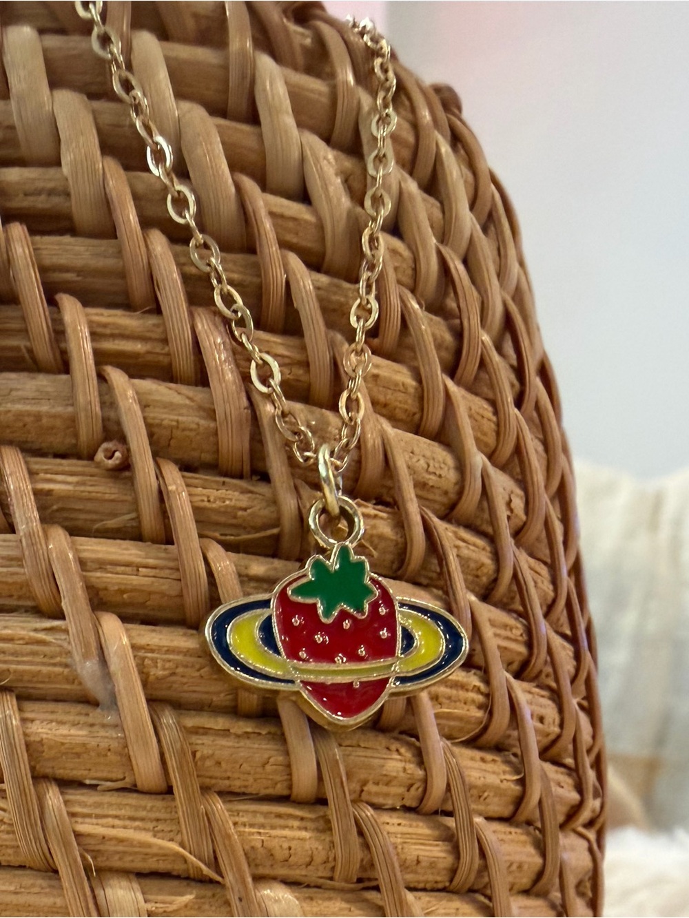 STRWBRY PLANET - Handmade Gold Pendant Necklace